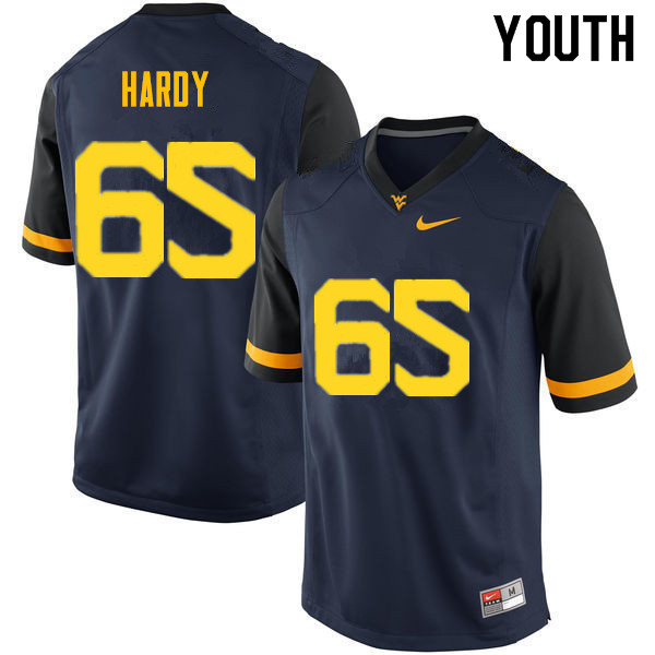 NCAA Youth Isaiah Hardy West Virginia Mountaineers Navy #65 Nike Stitched Football College Authentic Jersey WR23Z87VD